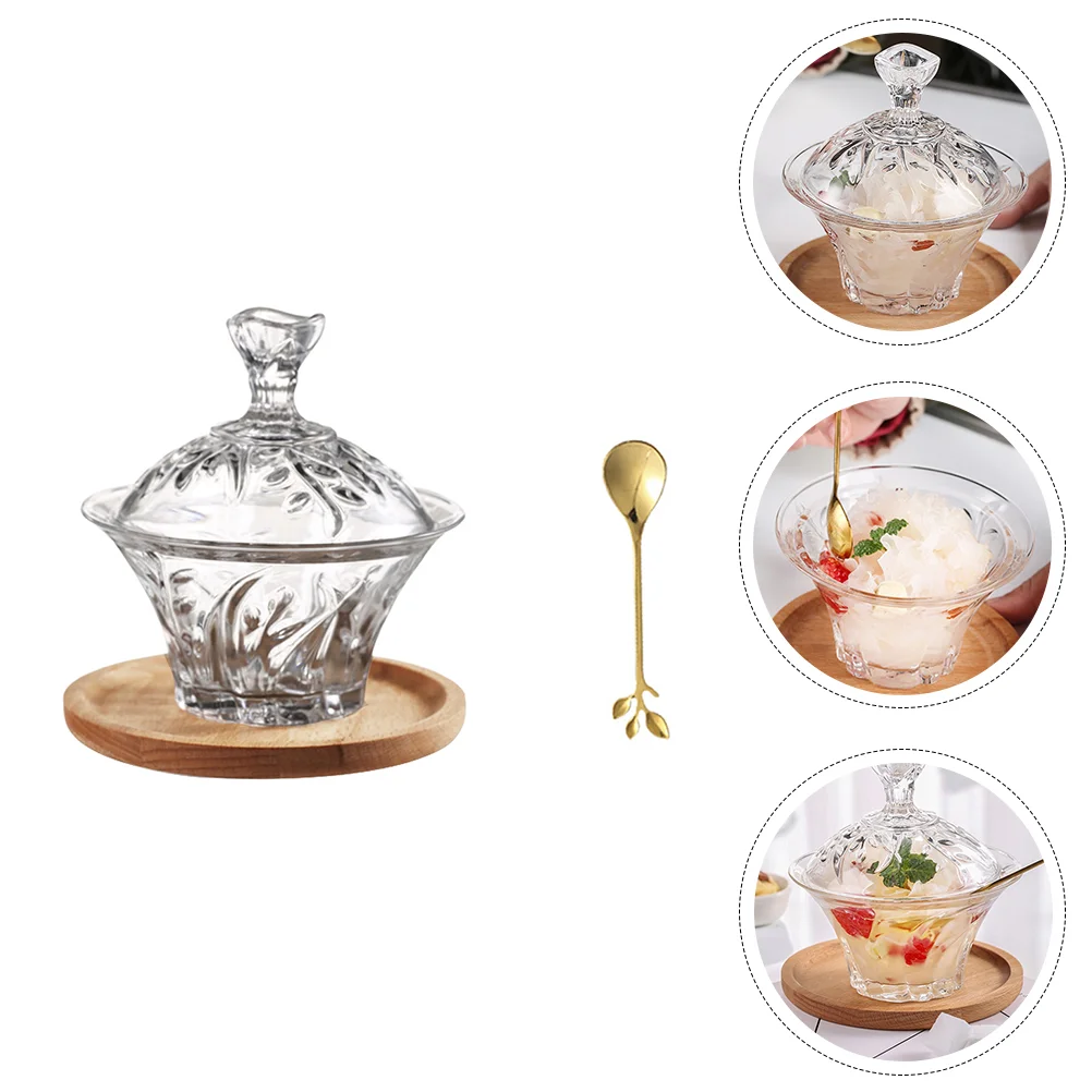 

1 Set Exquisite Salad Bowl Glass Dessert Bowl Suger Jar Fruit Bowl Tray