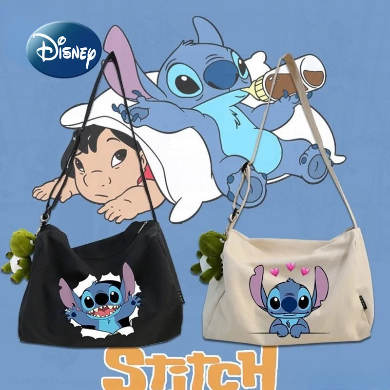 

Disney New Stitch Student Shoulder Bag Large-capacity High-quality Canvas Zipper Men and Women Couples Shoulder Messenger Bag