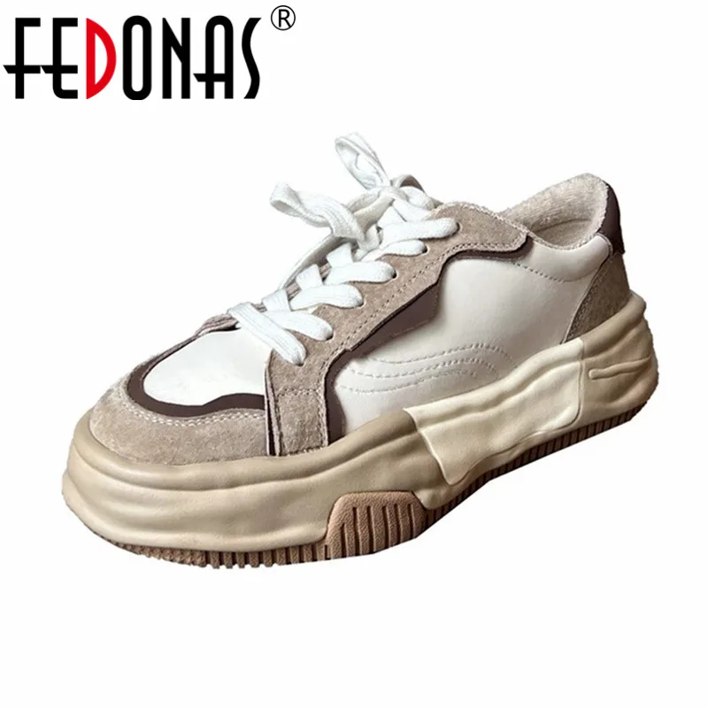 

FEDONAS New Arrival Women Sneakers Four Season Spring Summer Mixed Colors Cow Suede Leather Lace-Up Casual Platform Shoes Woman