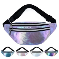 new holographic fanny pack hologram waist bag laser pu beach travel banana hip bum zip waist bags women belt bag for girls