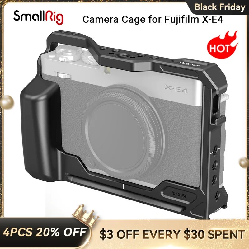 

SmallRig Camera Cage for Fujifilm X-E4 with 1/4”-20 Threaded Holes & Cold Shoe for Handle Monitor Mount Light Microphone -3230