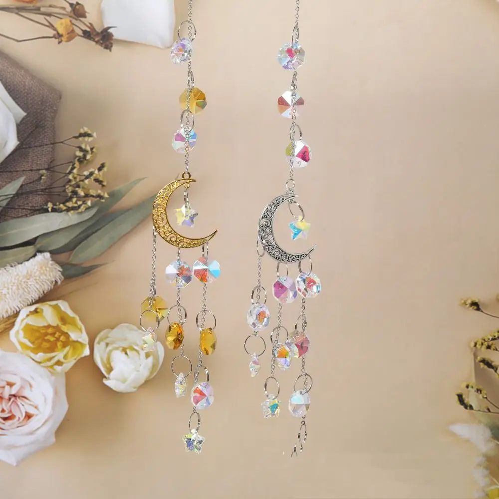 

Шарм-Ловец солнца из белого хрусталя, Лунная звезда, выемка, подвеска, колокольчик, подвеска в комнате