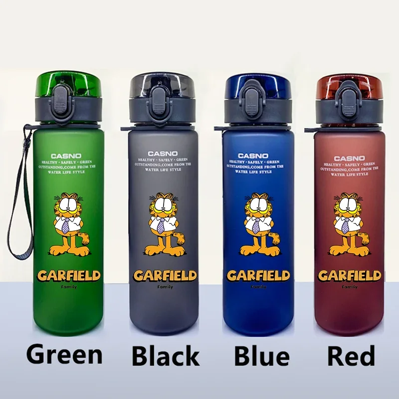560ML Children's The Garfield Show Leak Proof Water Cup Outdoor Travel Portable Large Capacity Plastic Bottle
