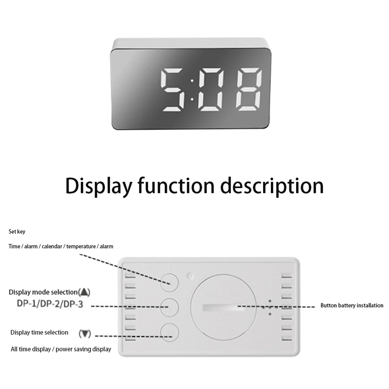 Многофункциональные зеркальные часы цифровая будильник дисплей с функцией