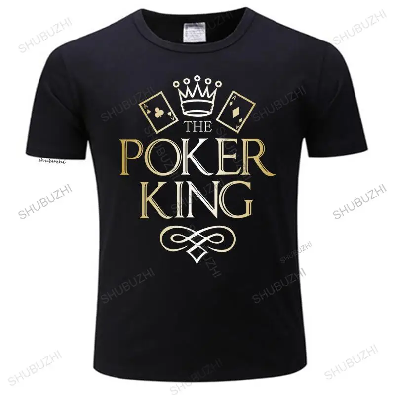 

New fashion trend Summer brand clothing Solid Color Men T shirt The Poker King Texas Hold Em Flush Gold Metallic cool T-shirt