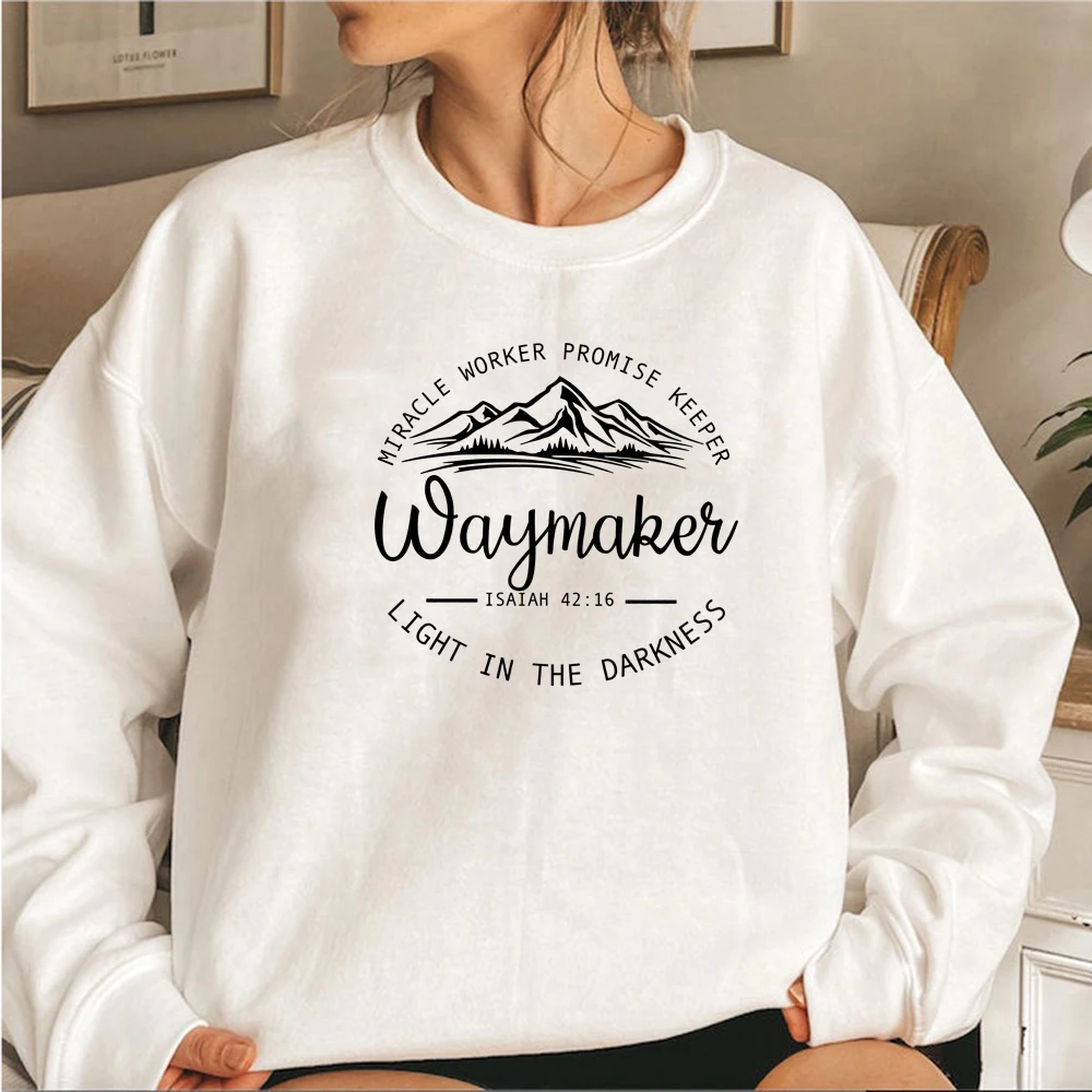Waymaker Sweatshirt Christian Crewneck Sweatshirts Bible Verse Hoodie Jesus Faith Hoodies Streetwear Women Top Christian Gift