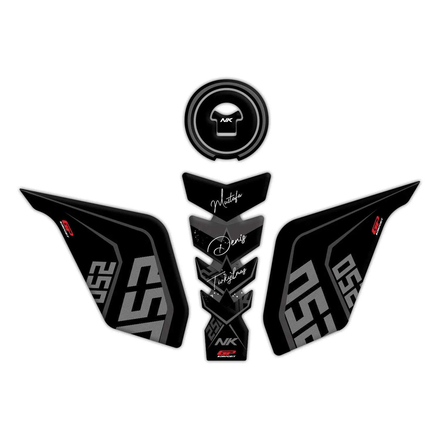 

Комплект совместимых ковриков для танков GP для персональных CF Moto 250 NK 2018-2022 черный