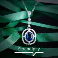trend luxury imitated sapphire zircon pendant necklaces for women elegant oval charm necklace romantic wedding fine neck jewelry