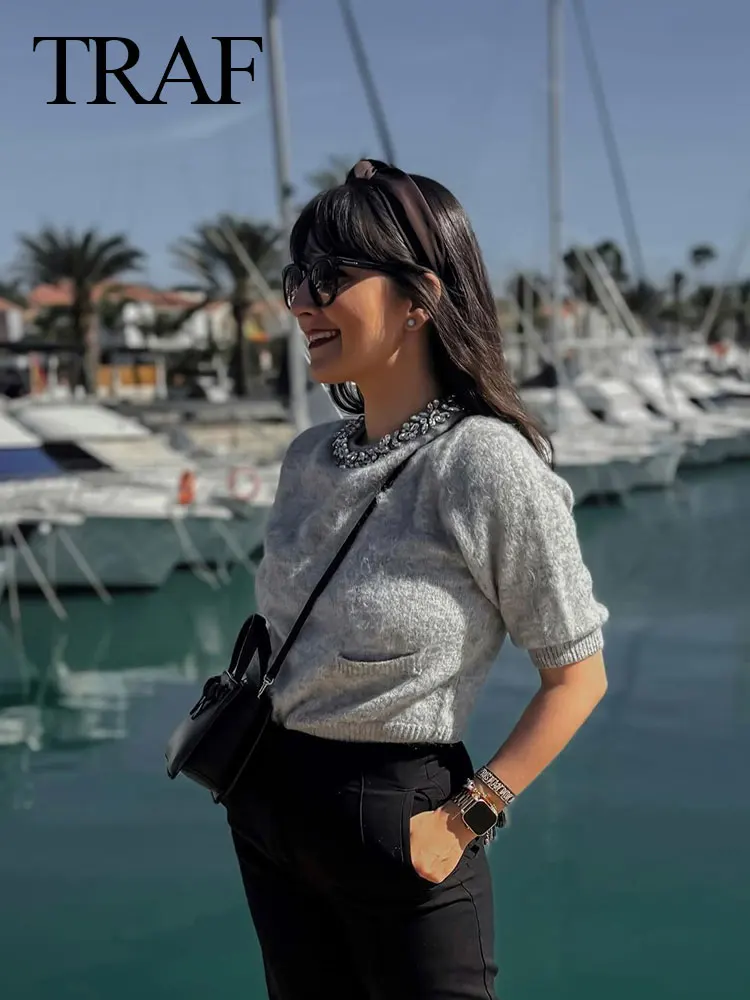 Женский Повседневный пуловер с круглым вырезом и длинным рукавом