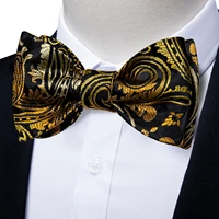 retro mens bowties black sliver gold floral self tie bowtie for man luxury wedding party formal butterflynot hanky cufflink set