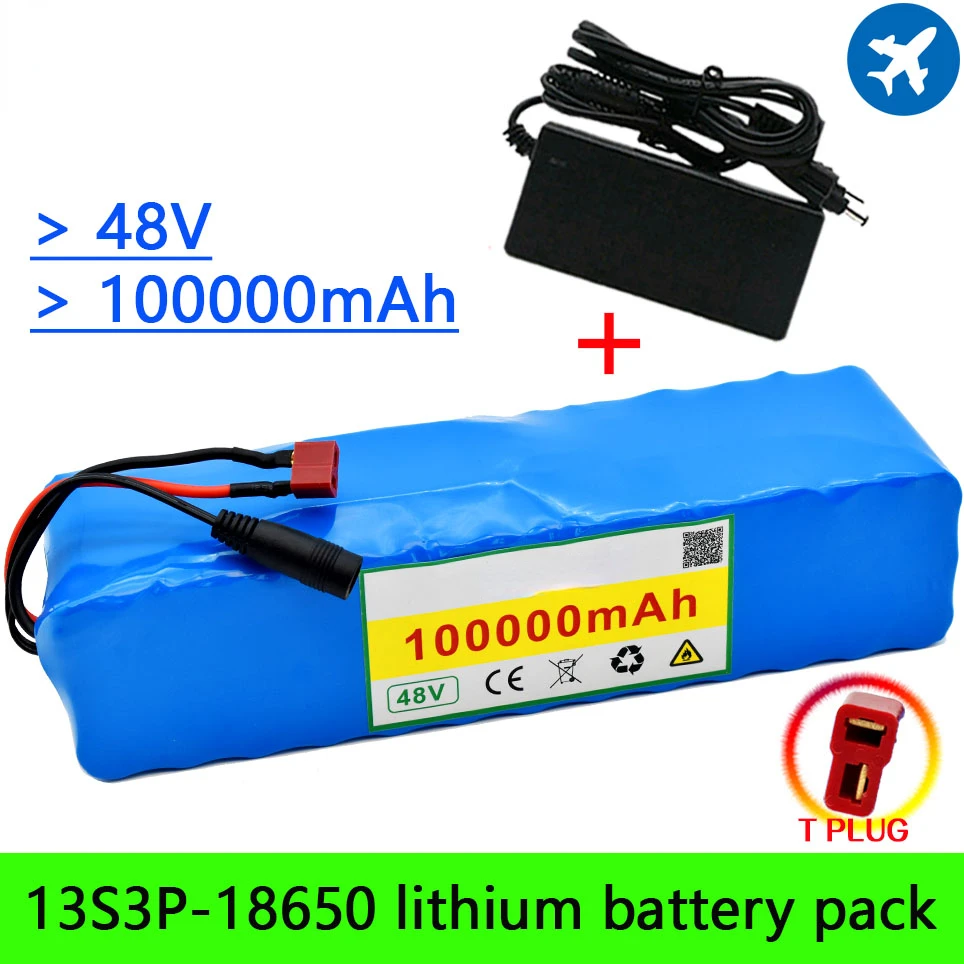 

48 В, 1000 Ач, 54,6 Вт, 13s3p, 48 В, аналогичен 54,6 в, электрический велосипедный скутер с зарядным устройством BMS + в