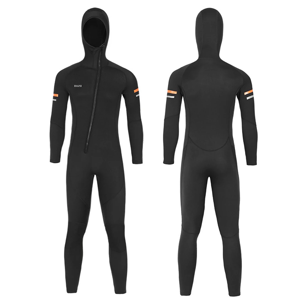

2022 New 1.5MM Neoprene Wetsuit Men's Fashion One Piece Hooded Long Sleeve Front Oblique Zipper Warm Snorkeling Surf Wetsuit