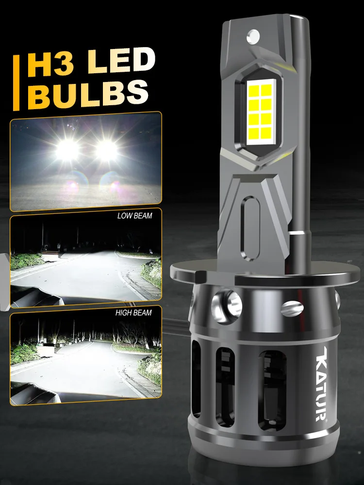 Katur 2x H3 светодиодная Автомобильная фара мини-размер 6000 лм 1993 K белый с