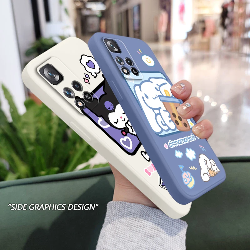 

Kulomi Sanrio Cinnamoroll Phone Case For Xiaomi Redmi Note 11 11S 11T 10S 10 9S 9T 9 8T 8 Pro Plus 5G Liquid Rope Soft Funda