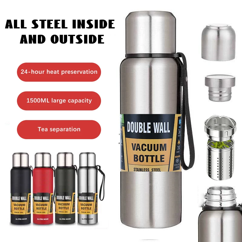 

Large Capacity Stainless Steel Thermos Portable Flask Insulated Tumbler with Rope Thermo Bottle Military Style Vacuum Flask