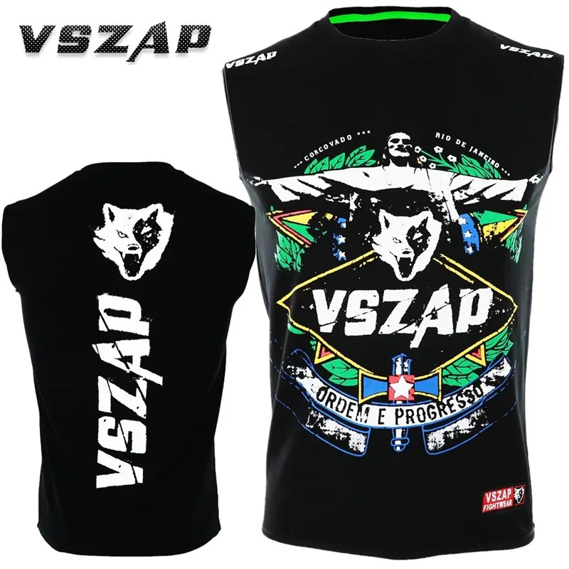 

VSZAP MMA Jesus Sleeveless Vest Men Fitness T-shirt Fight shirt Free Combat Thai Boxing Jiu-jitsu Mixed Sports Training