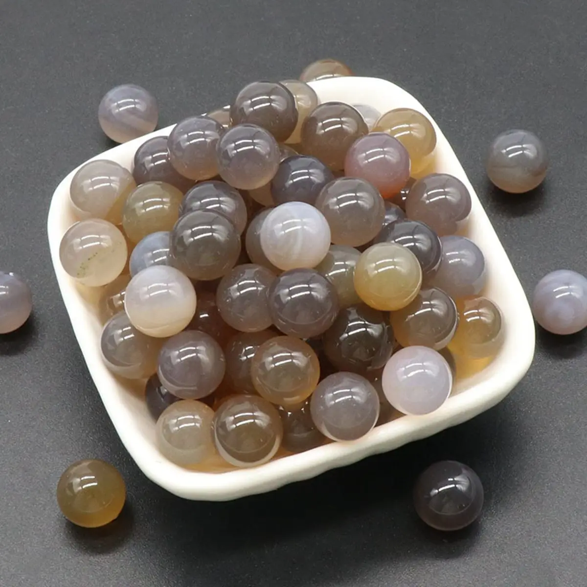 

12MM Gray Agate Chakra Balls 10PCS for Stress Relief Meditation Balancing Home Decoration Bulks Crystal Spheres Polished