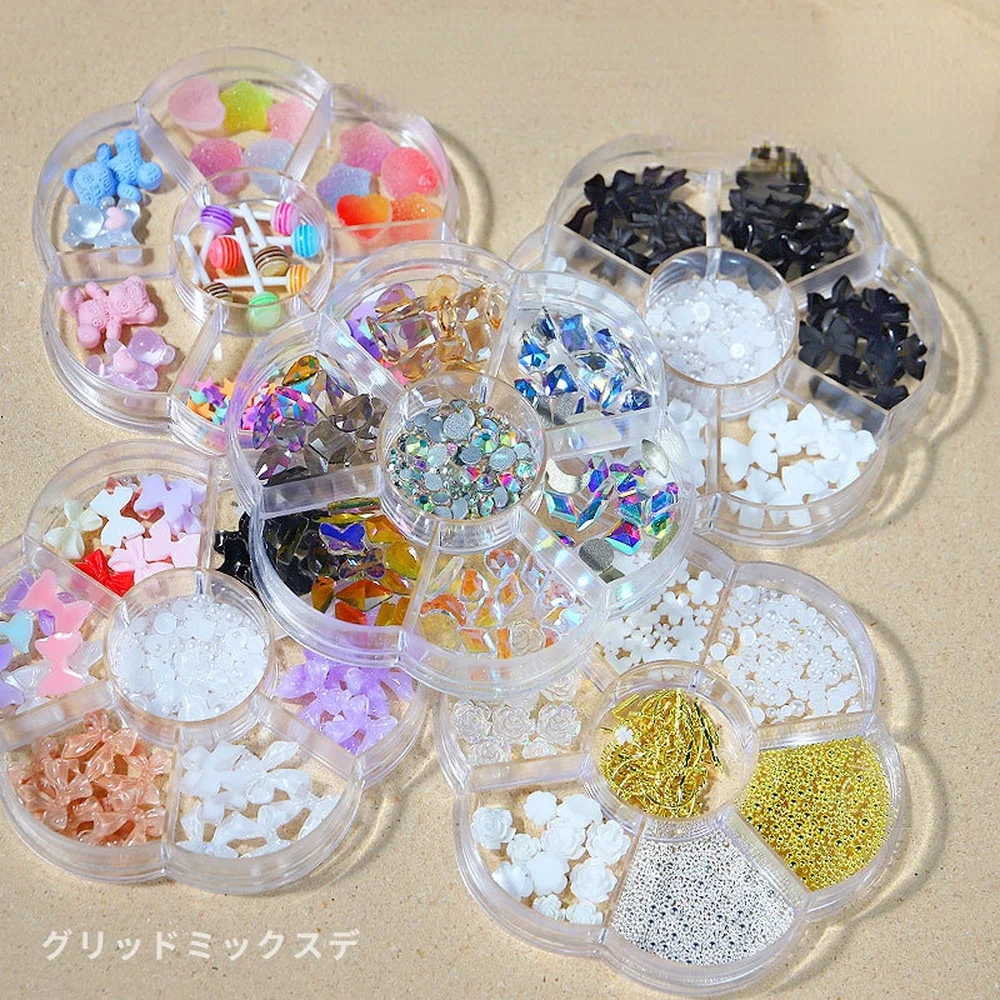 

Nail Art Jewelry Flower Bow Aurora Patch Bear Rhinestone Pearl Mixed Nail Decoration Diamond Sequins