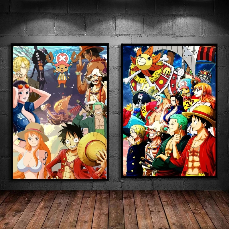 

Canvas Posters One Piece Luffy The straw hat Pirates Decorative Living Room Wall Art Home Kid Action Figures Cuadros Best Gift