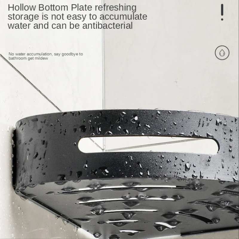 Треугольная стойка для хранения полотенец и душа черные угловые полки Настенный