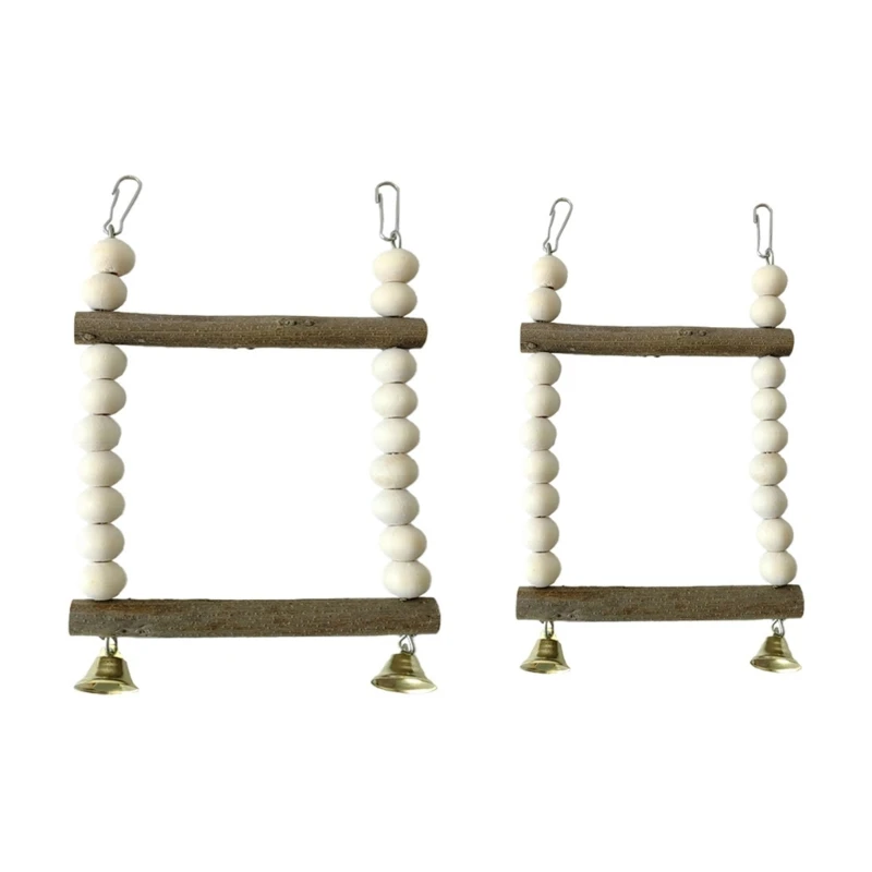 

Parrot Perch Wood Beads Chew Toy for Small Birds Natural Wood Swing for Conure 367A
