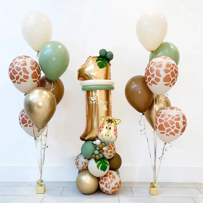 

30pcs/set Kids 0-9Years Birthday Balloons Jungle Safari Animal Number Balloons Set Birthday Party Decoration Latex Helium Globos