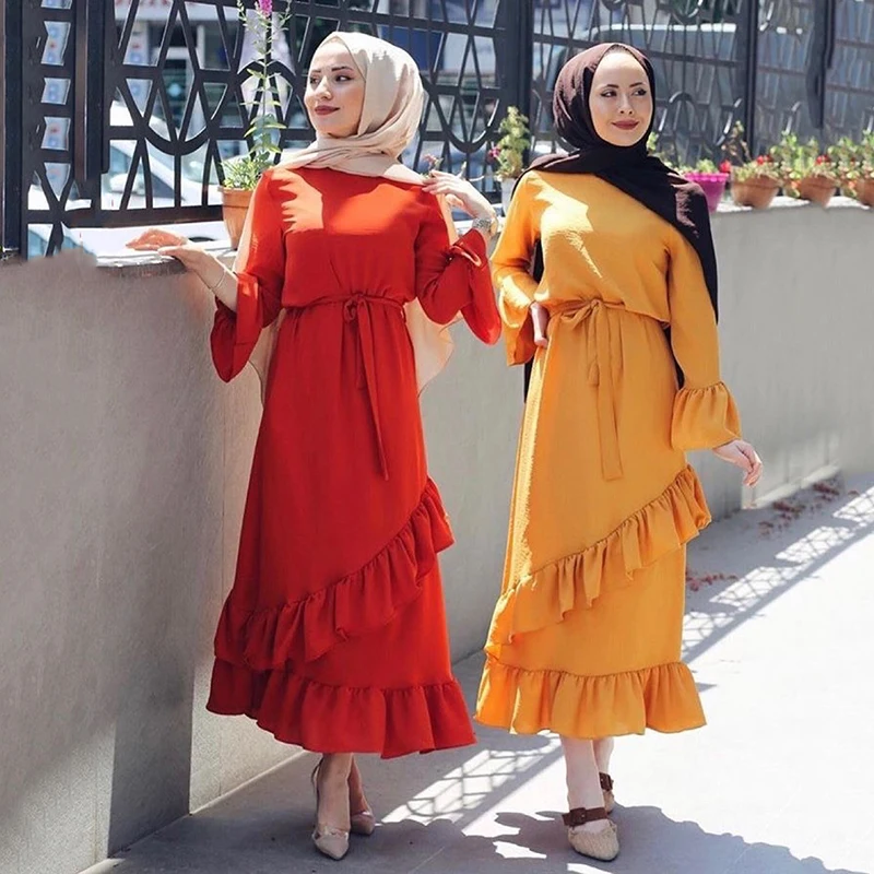 Arab Hijab Dresses For Women 2022 Maxi Dubai Muslim Turkish Ramadan Moroccan Oriental Long Dress Eid Saudi Robe Islamic Clothing