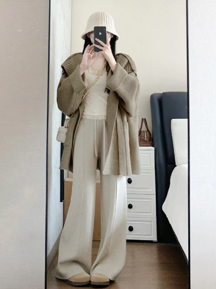 Корейская серия Idle Sle вязаный кардиган цвета хаки свитер для женщин осень и зима