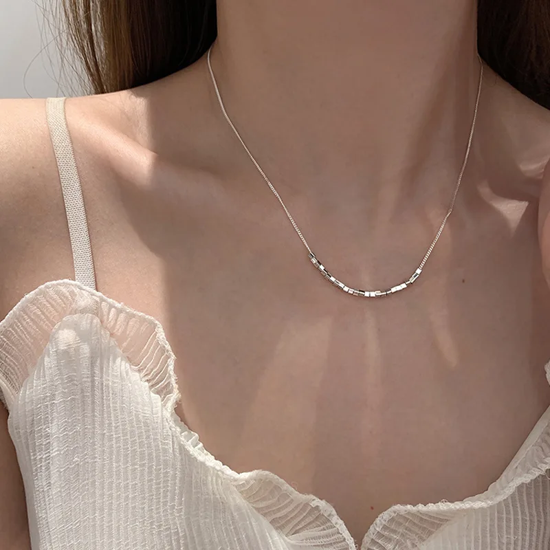

Cool Punk Style Block Three Dimensional Necklace Geometry Clavicle Chain Necklace For Girl Party Fashion Jewelry