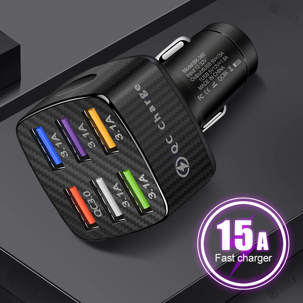 

Зарядное устройство в прикуриватель, 6USB-портов, qc3.0