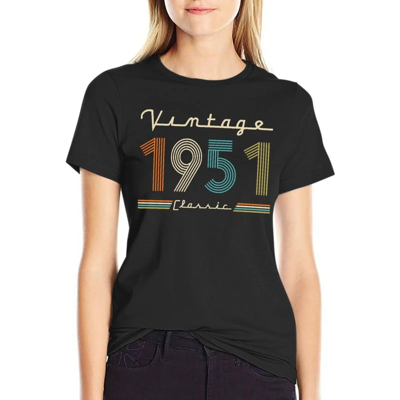 

Vintage 1951 Gift Father'S Day Oversized T Shirt Fashion Women'S Clothes Short Sleeve Streetwear Large Size Tops Tee