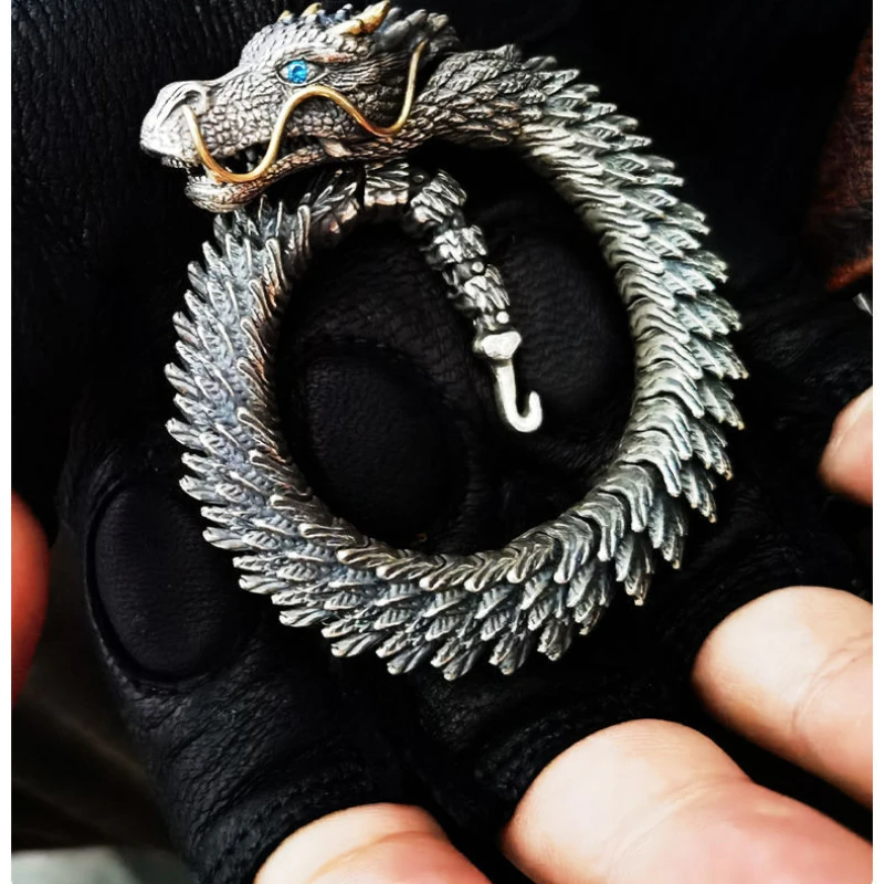 Коллекционный Серебряный браслет ручной работы в ретро стиле лидер высокого