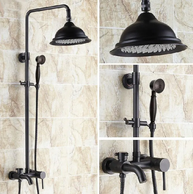 

Латунный Смеситель для душа с дождевой насадкой 8,2 дюйма и черной отделкой, 2rs347