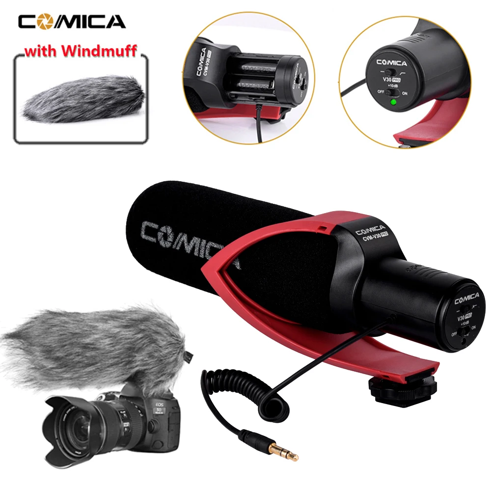 

Comica CVM V30 PRO Condenser Microphone Super-Cardioid Shotgun Mic for Interview Video Recording for Canon Nikon DSLR Cameras