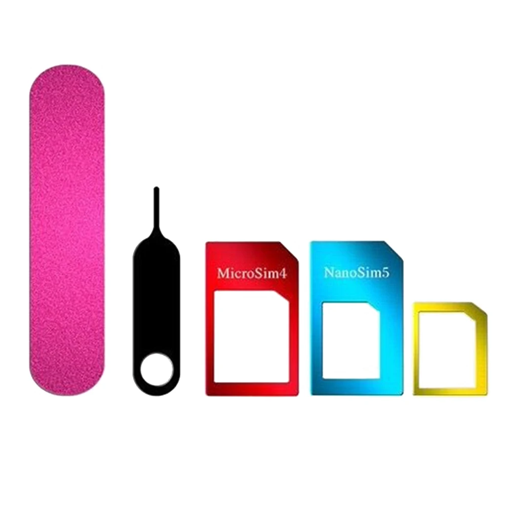 

5 In 1 Nano Card Phone Accessory Converter Tray Cutting Sanding Standard SIM Card Adapter Tool Aluminum Alloy Fitting Kit Micro