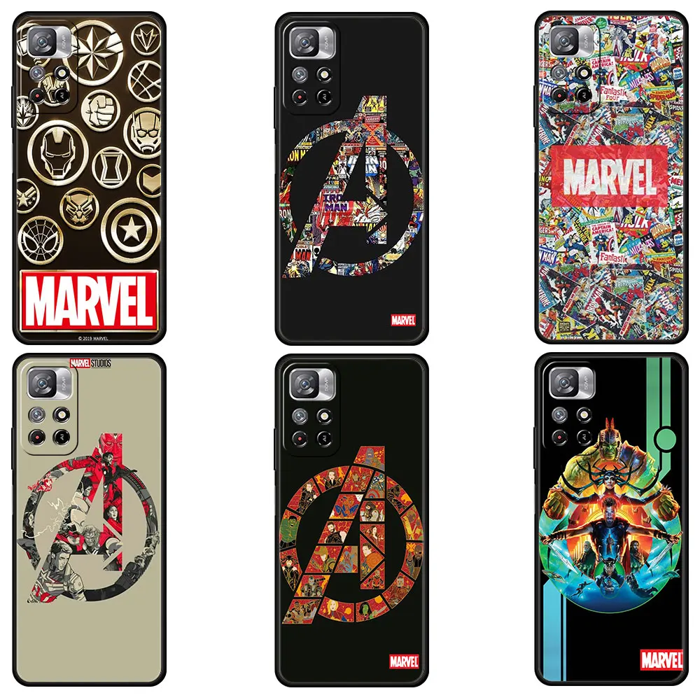 

Marvel Logo Art Case for Xiaomi redmi note 10 11 pro 10pro 9pro 8pro 7 11t 9t 8t 9s Cover Marvel Coque Redmi 9 9a 9c 8 k40 Funda