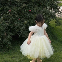 rinikinda 2022 new girls princess dress backless fluffy tulle mesh girl dress baby performance dress birthday evening dress