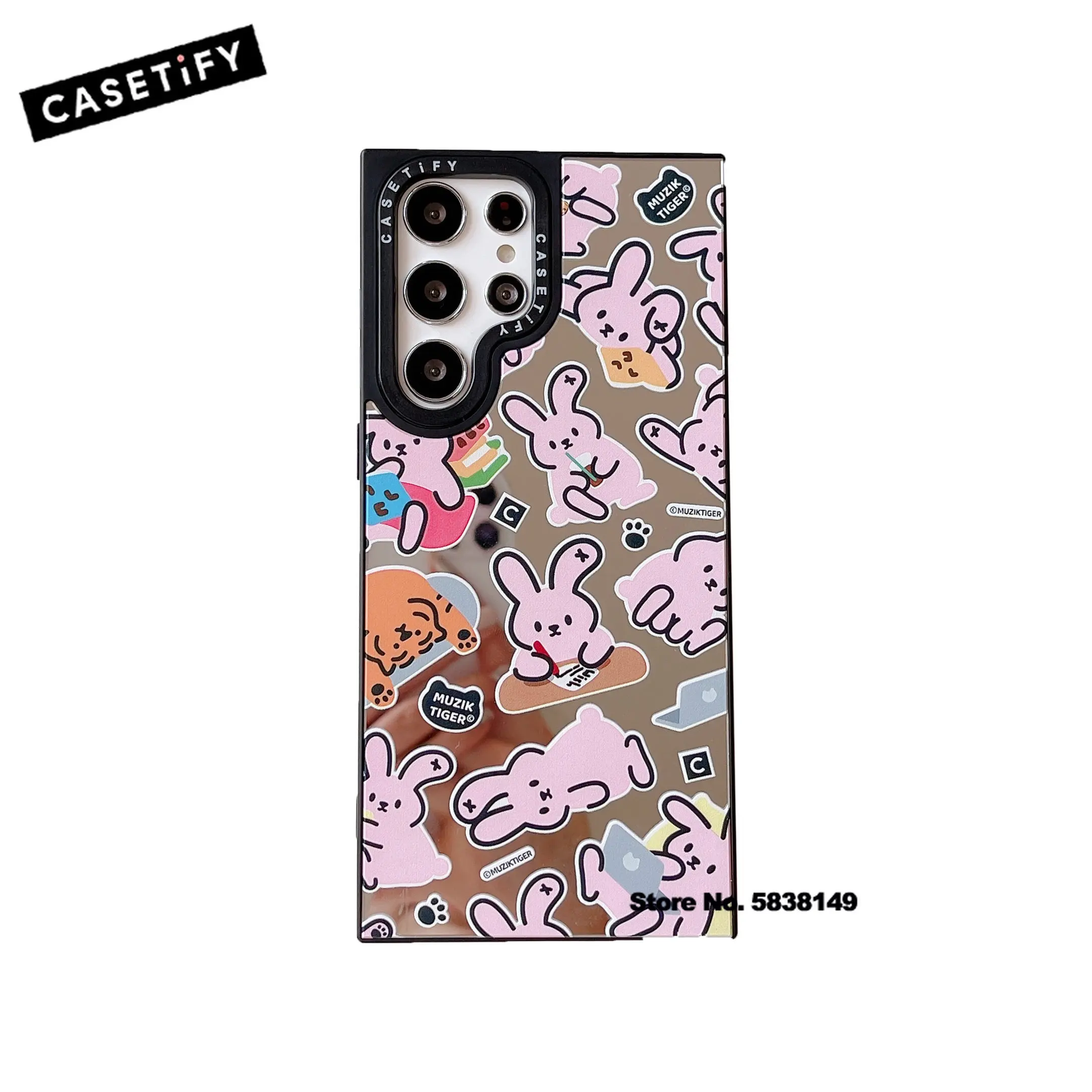 

Зеркальный чехол CASETIFY с кроликом для Samsung S20FE S23 S22 S21 Plus S22, ультра модный мультяшный противоударный чехол A0322