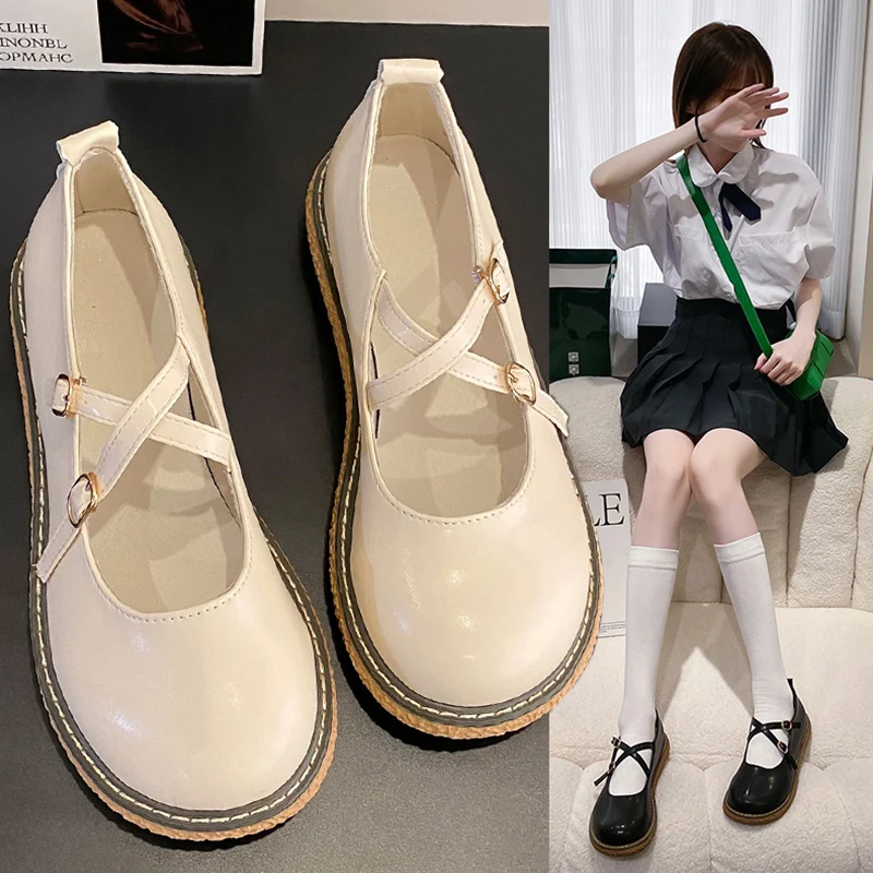 

Casual Woman Shoe Female Footwear Round Toe Shallow Mouth Oxfords Soft Dress Leather Comfortable Summer Spring Rubber Leisure Ma