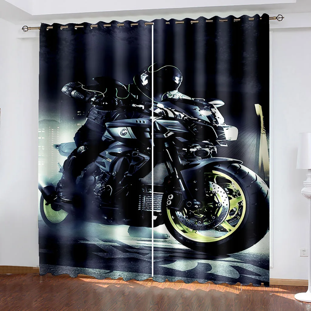 

Светонепроницаемые мотоциклетные шторы, 3D декоративные оконные занавески, для гостиной, спальни, украшения