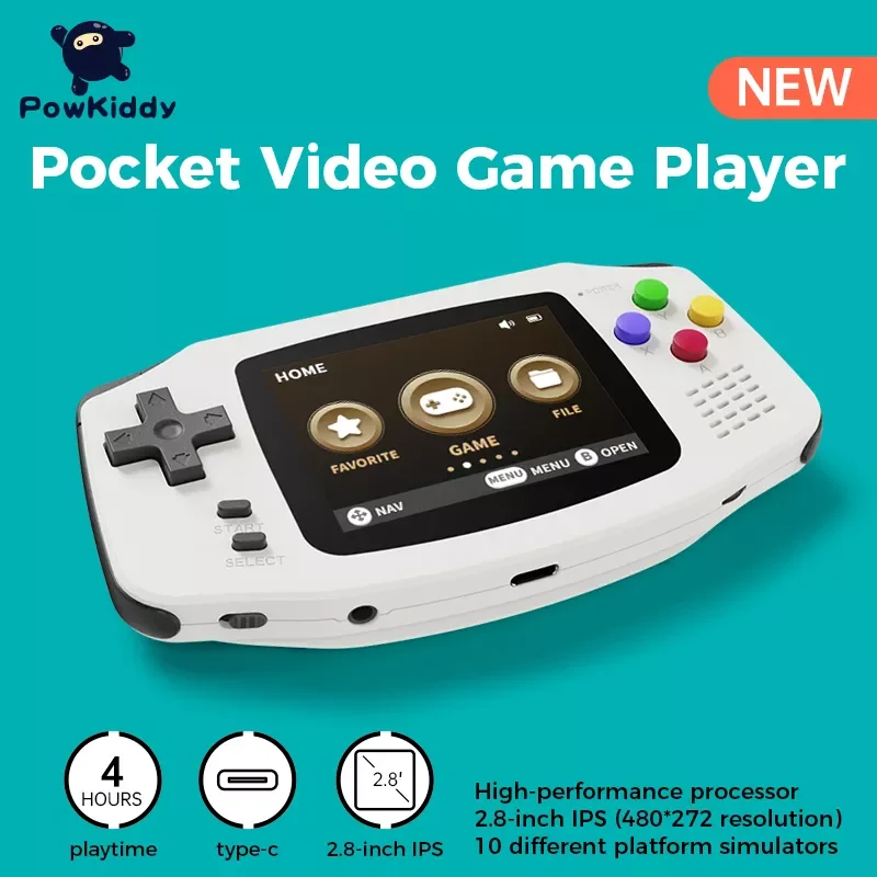 

Новая портативная игровая консоль POWKIDDY A30, 2,8 дюйма, IPS HD экран, 32 ГБ, 4000 встроенных игр, портативная игровая консоль, подарок для детей