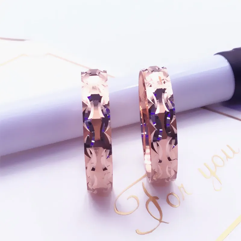 

585 purple gold plated with 14K rose gold classic design simple and shining rings for women charm light luxury jewelry