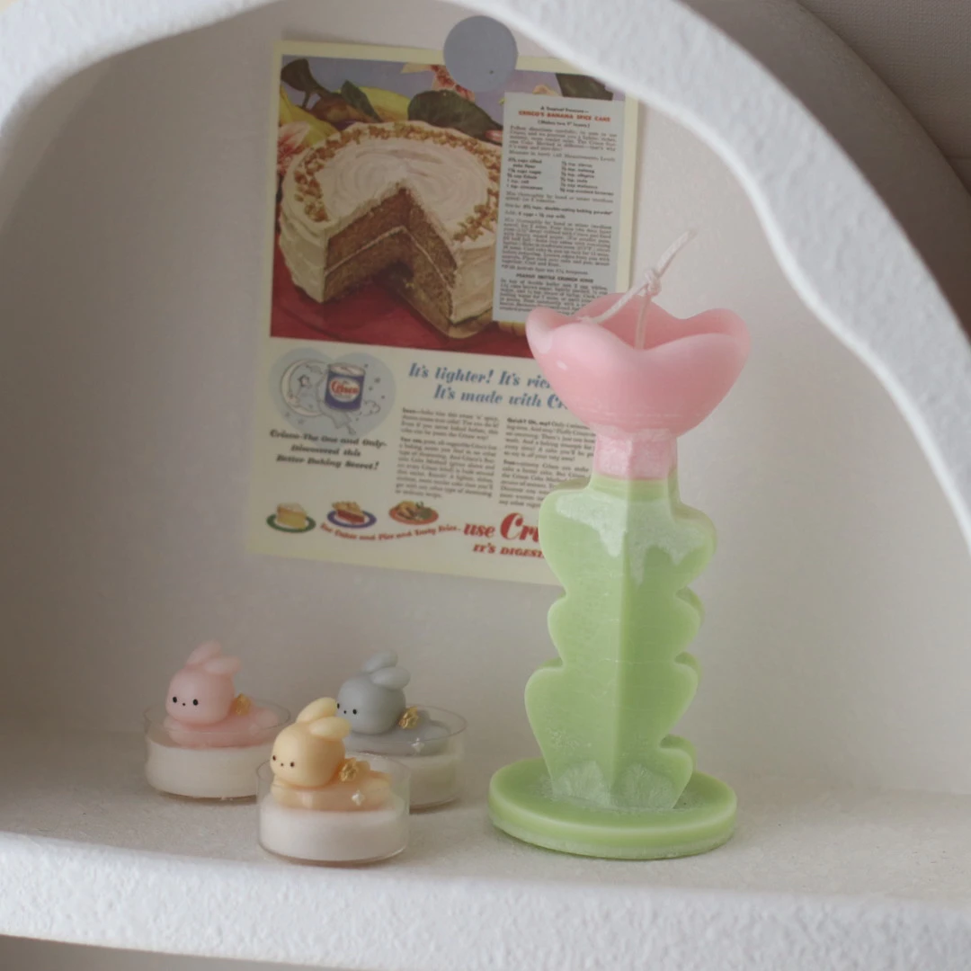 Фото DIY форма для свечей, форма для подсвечника в виде тюльпана, инструмент для изготовления свечей, тюльпан, ароматическая свеча, гипсовая силиконовая форма, креативный домашний декор, подарок №2