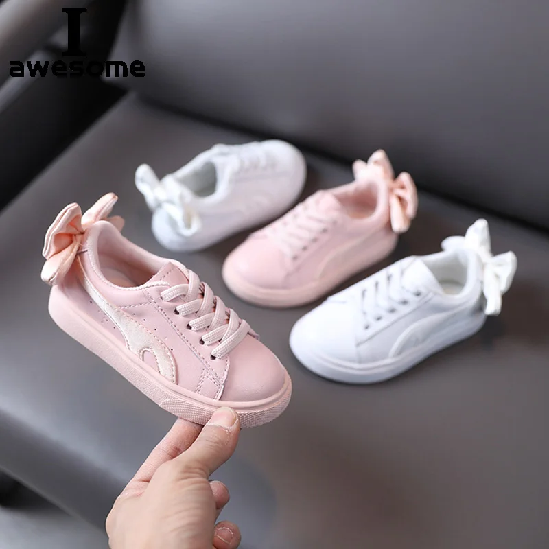 2021 New Spring Children Shoes Genuine Leather Big Bow-knot Toddler Girls Sneakers Breathable Soft Fashion Casual Kids Shoes