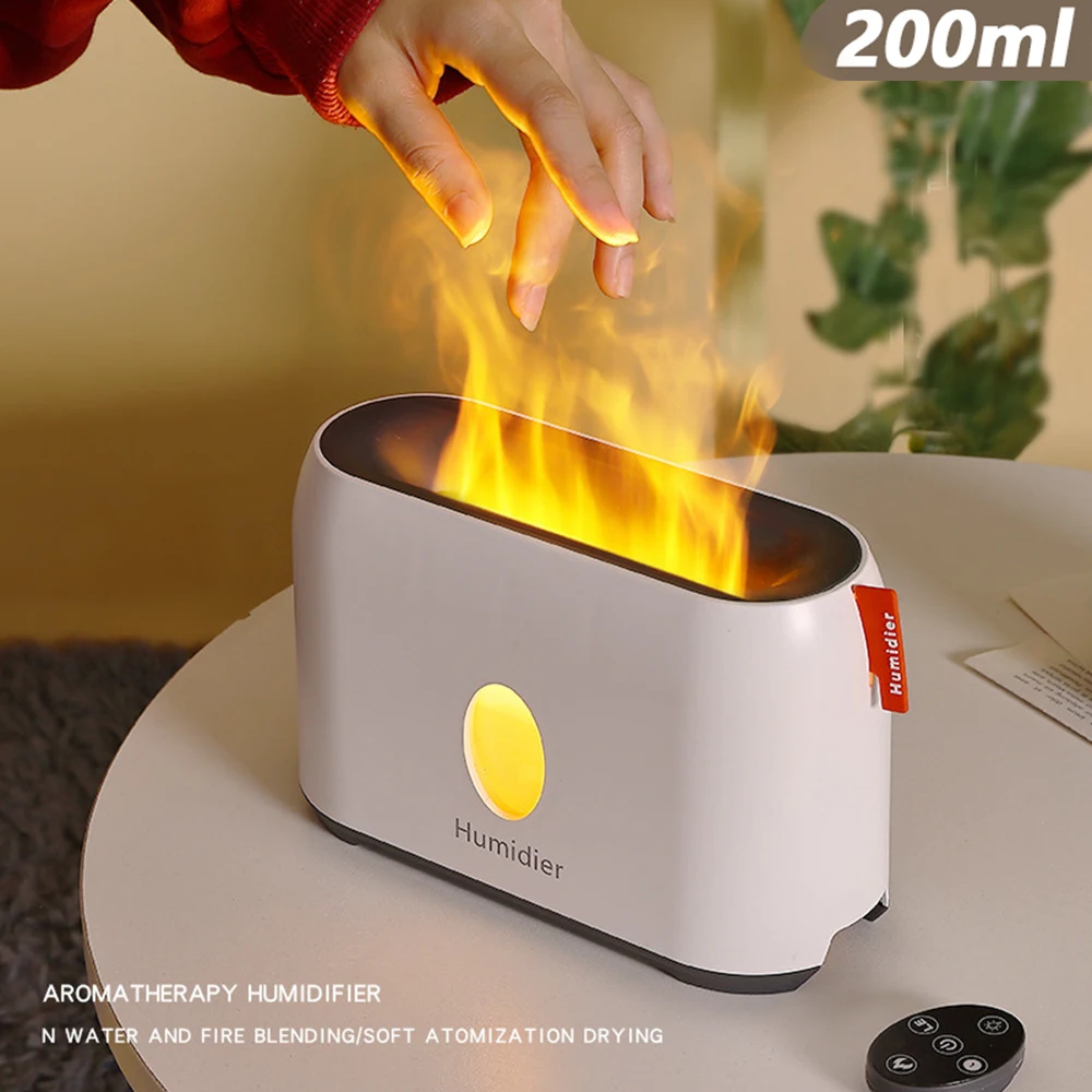 2022 New USB Flame Air Humidifier Essential Oil Diffuser Aroma Ultrasonic Mist Maker Home Room Aromatherapy Humidificador