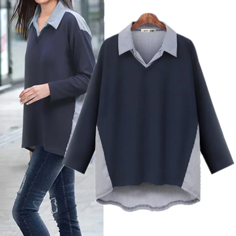 Универсальная рубашка с воротником из двух частей иллюзорный топ свободная