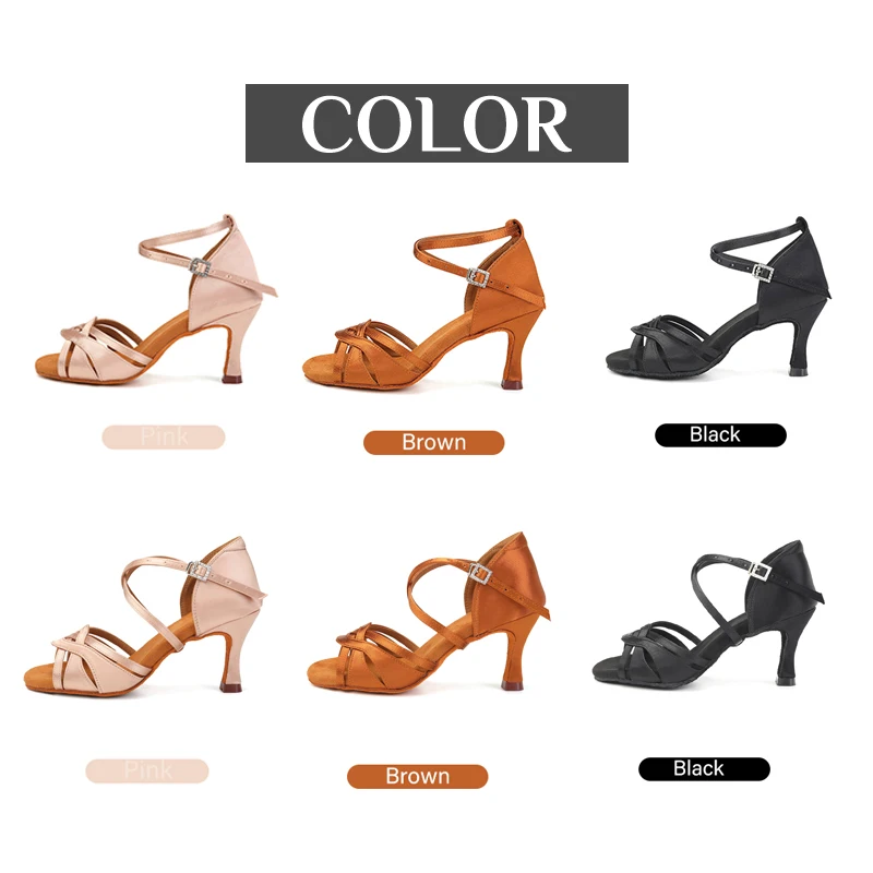 DKZSYIM Women Latin Dance Shoes High Heel Silk Dance Shoes lady New Dance Shoes heeled 5-8.5cm Girls Salsa Ballroom Shoes