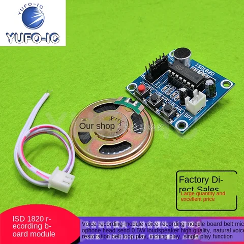 Записывающий голосовой модуль Isd1820, 1 шт., голосовой модуль, записывающий звуковой модуль, плата с микрофонной головкой для отправки динамика 0,5 Вт
