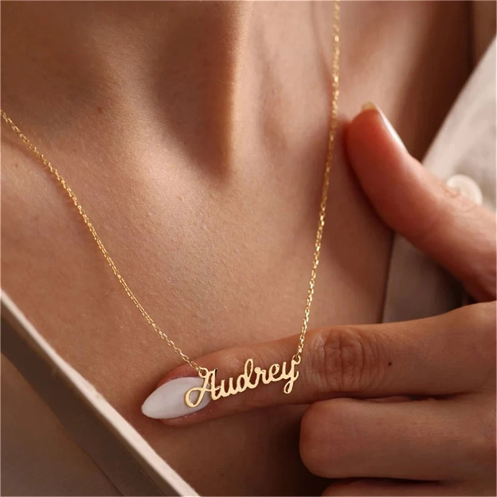 

Custom Name Necklace Personalized Stainless Steel Letter Pendant Gold Chain Jewelry Christmas Gift Collar Acero Inoxidable Mujer
