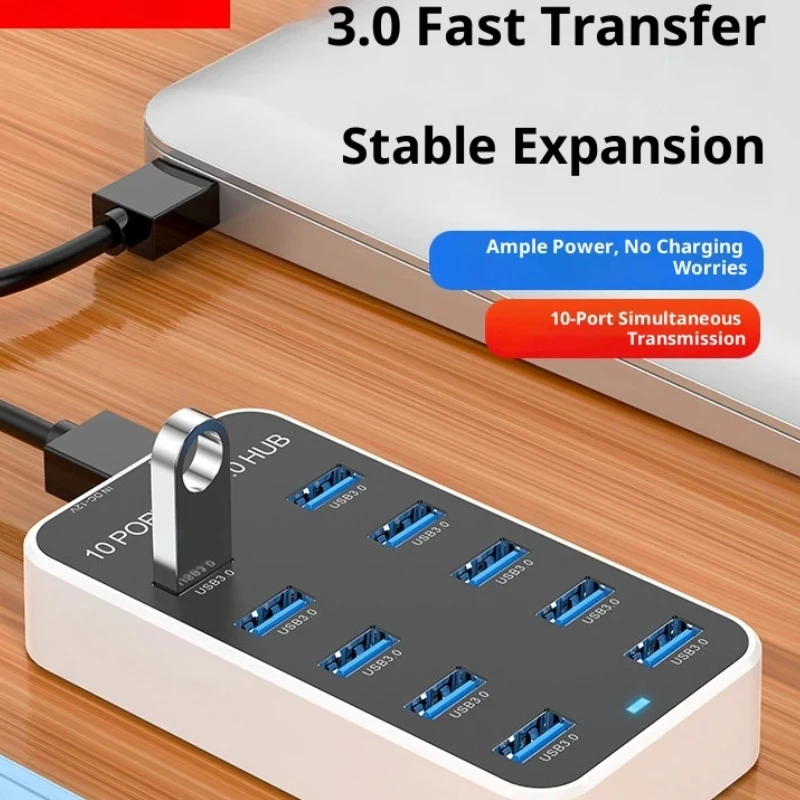 Фото USB-хаб Fmouse 3.0 на 4 порта, многофункциональный расширитель с удлиненным кабелем для подключения внешних устройств к ноутбукам, настольным ПК и компьютерам №1